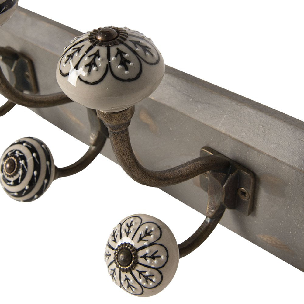 Wandkapstok 4 Haken 45x10x18 cm Wit Hout