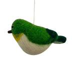 Luna-Leena vogel hangend ornament - groen - wol - handgemaakt in Nepal