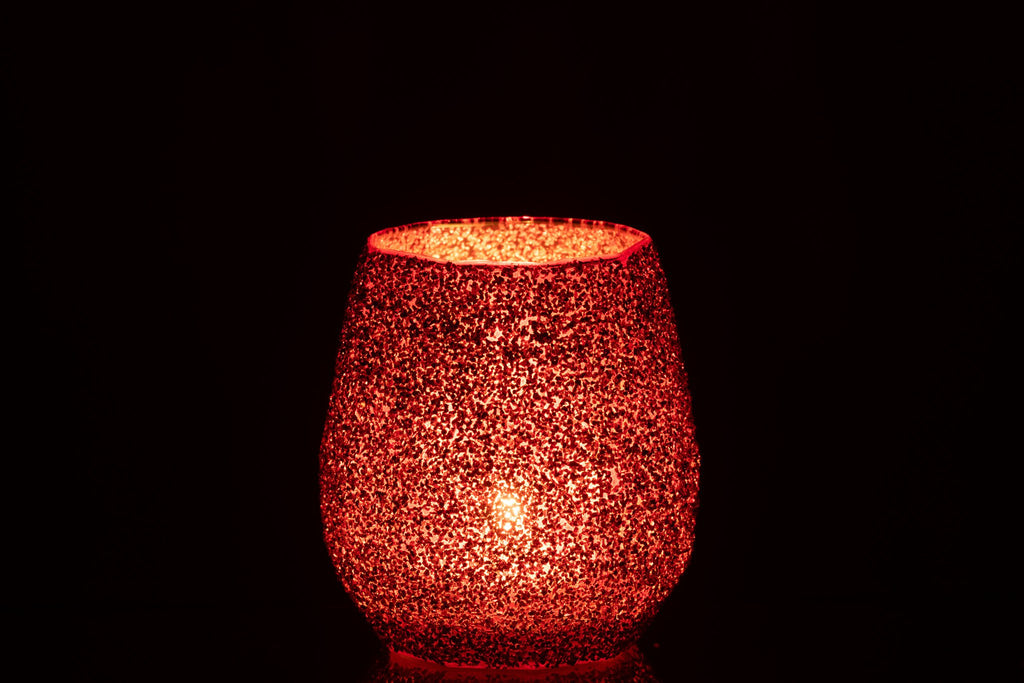 J-Line theelichthouder - glas - rood - L