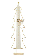 J-Line Ledkerstboom met adventskalender - metaal - wit/goud