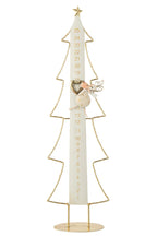 J-Line Ledkerstboom met adventskalender - metaal - wit/goud