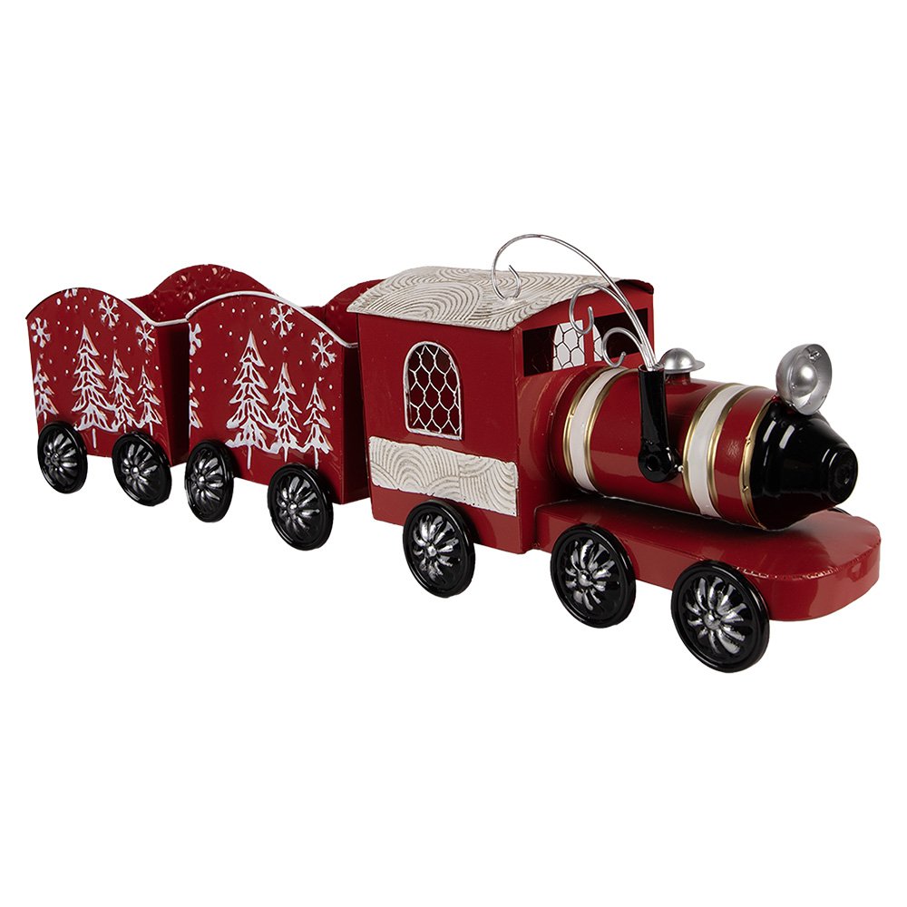 Kerstdecoratie Beeld Trein 64x13x21 cm Rood Metaal