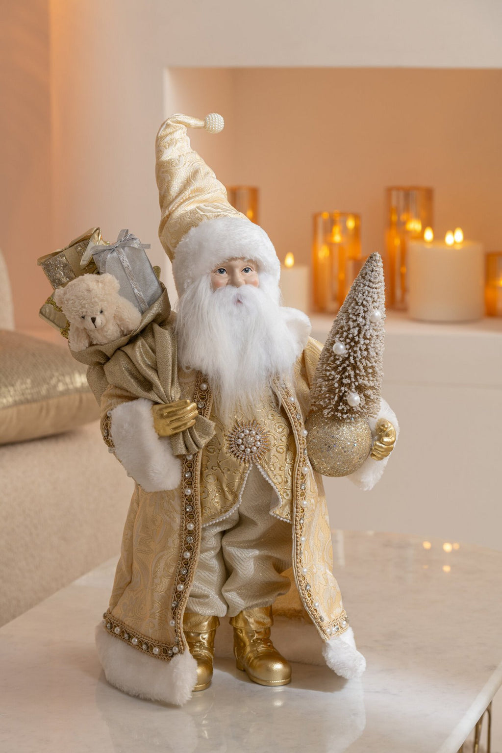 J-Line Kerstman Deco Resine/Textiel Goud