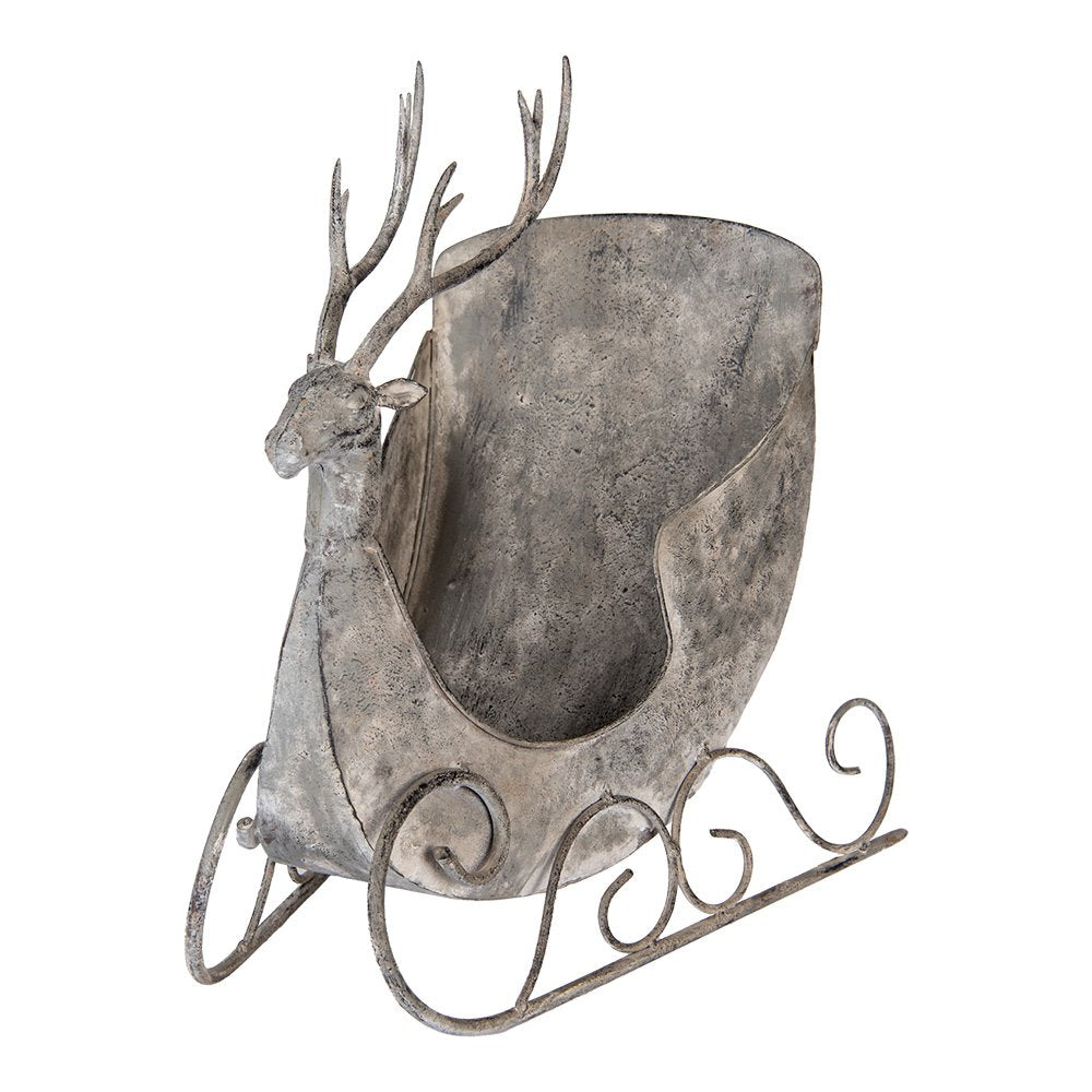 Decoratie Beeld Slee 44x34x47 cm Grijs Metaal Hert