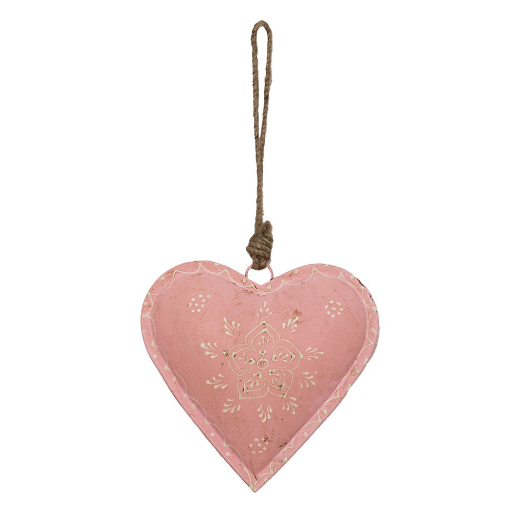 Kersthanger Hart 14x4x14 cm Roze IJzer