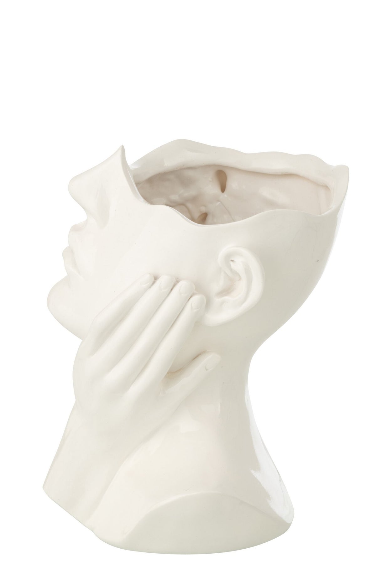 J-Line bloempot Vrouw - polyresin - wit