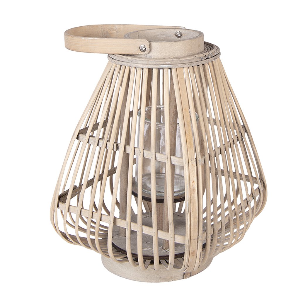Windlicht 23x23x30 cm Beige Rotan