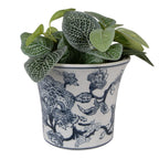 Bloempot Ø 16x13 cm Wit Blauw Keramiek