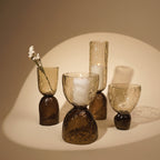 Pijlerkaarsenhouder van getextureerd glas - Omkeerbaar, tweekleurig