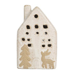 Decoratie Huis met LED 6x5x10 cm Beige Keramiek