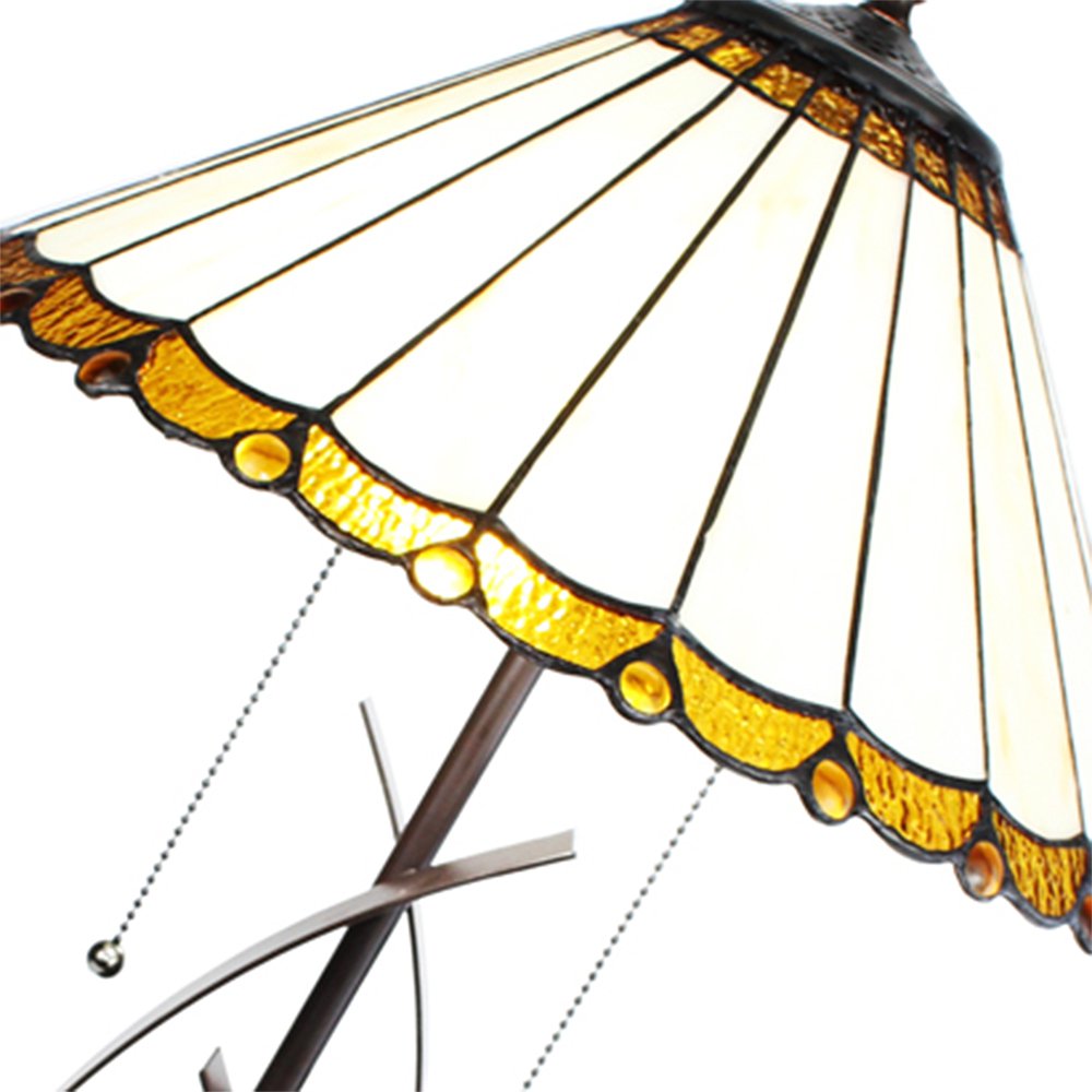Tiffany Tafellamp Ø 41x69 cm Beige Bruin Glas Tiffany Bureaulamp