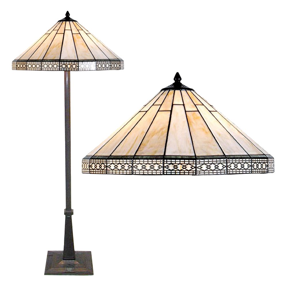 Tiffany Vloerlamp Ø 50x164 cm Beige Glas Staande Lamp
