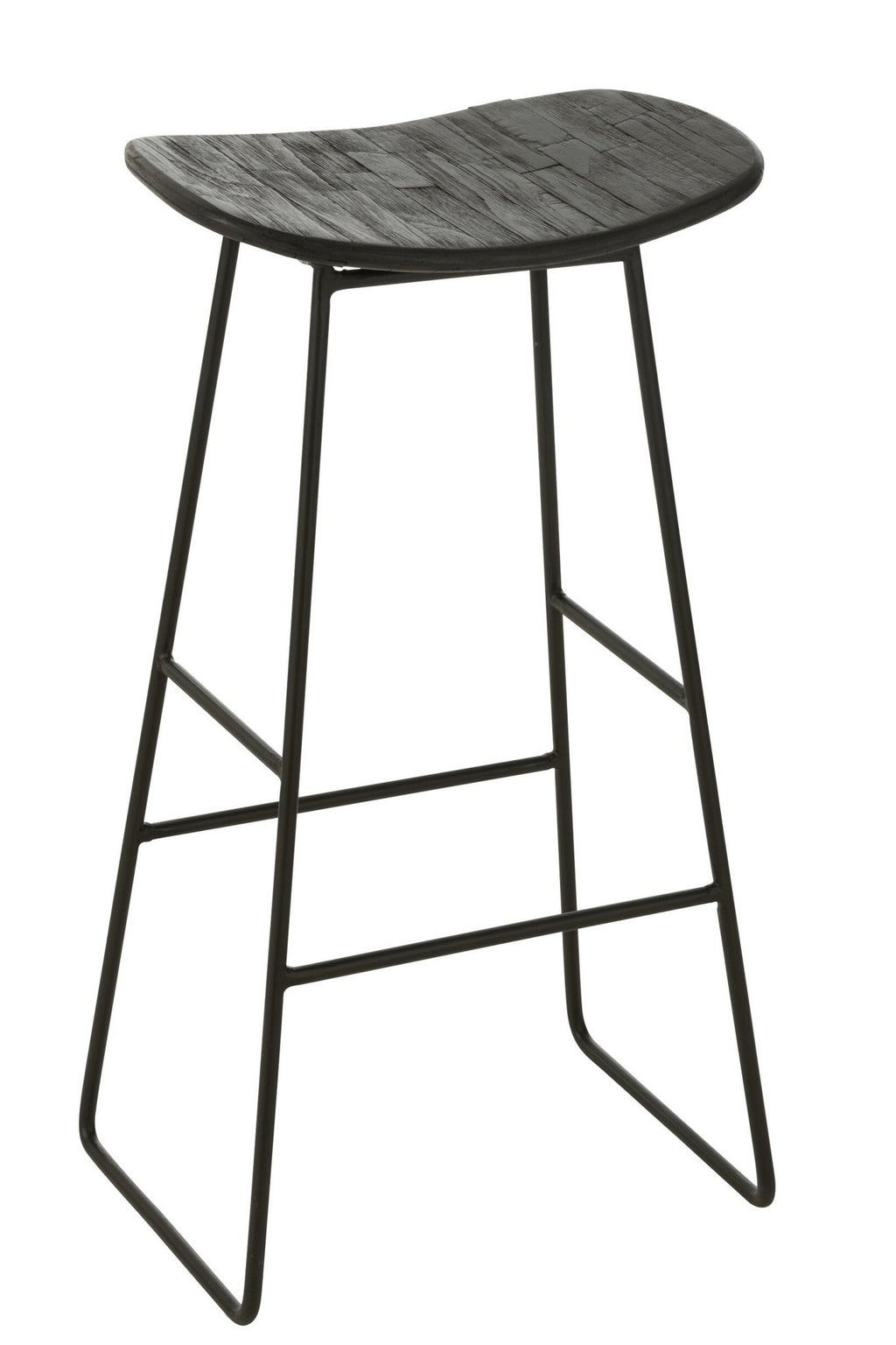 J-Line stoel Rechthoekig - gerecycleerd teak - zwart - large