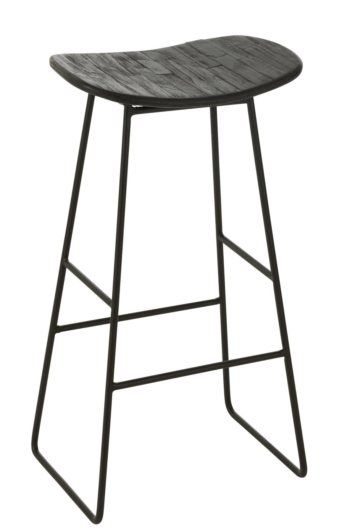 J-Line stoel Rechthoekig - gerecycleerd teak - zwart - large