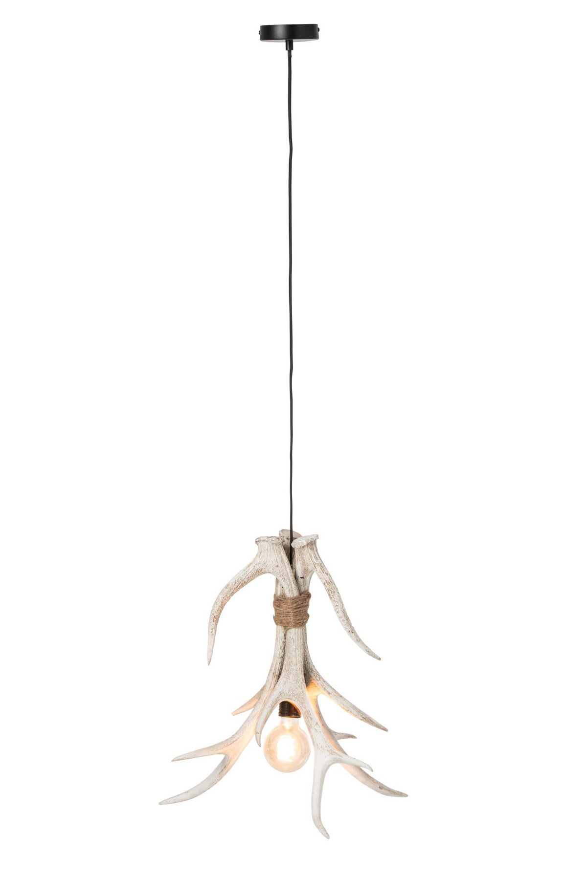 J-Line Plafondlamp met gewei - polyresin - lichtbeige - large