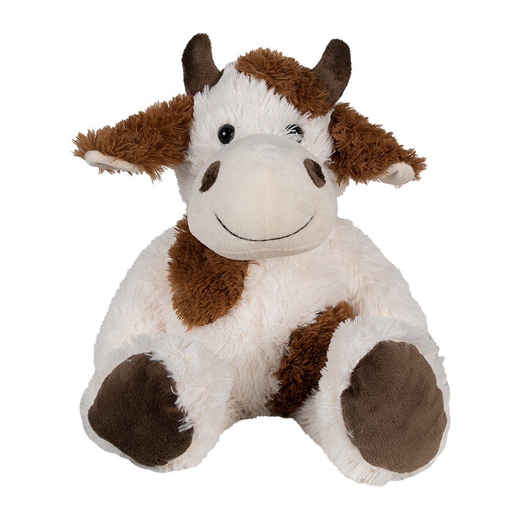 Knuffel koe 24x25x29 cm wit Bruin Pluche