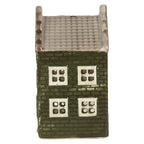 Waxinelichthouder Huis 7x7x14 cm Groen Keramiek