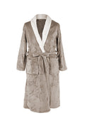 Badjas micro flanel uni (kraag in sherpa) - L/XL - unisex, taupe light