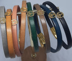 Semplice leren armband peace 24K verguld