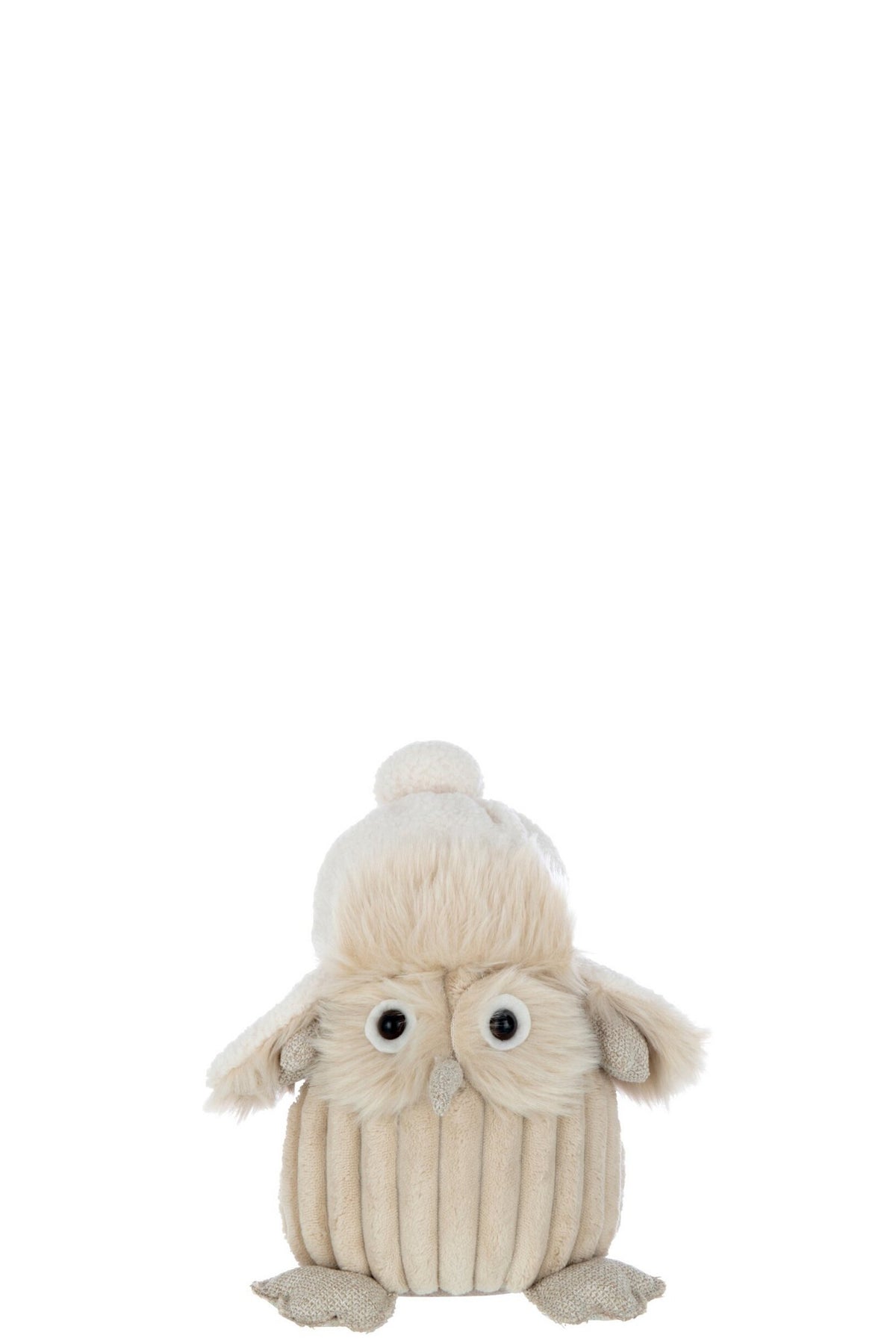 J-Line figuur Owl Hoed - textiel - beige