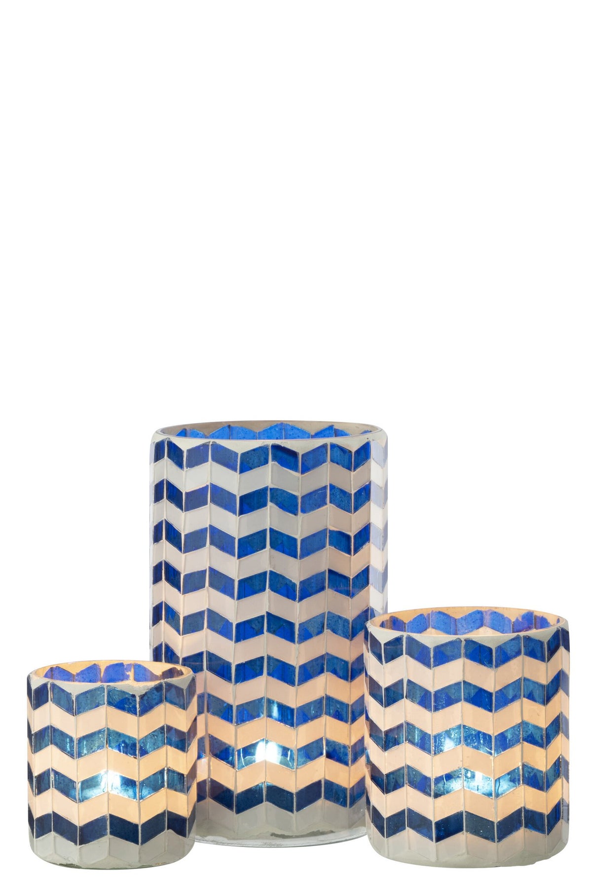 J-Line kaarshouder - glas - blauw/wit - L
