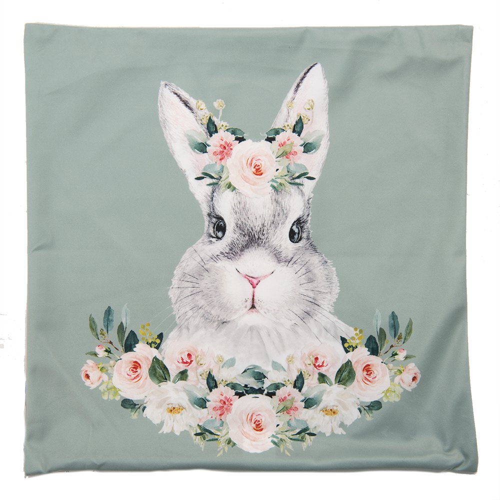 Kussenhoes 45x45 cm Groen met polyester Konijn Sierkussenhoes