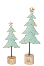 J-Line Bomen - ijzer - lichtblauw/goud - set van 2