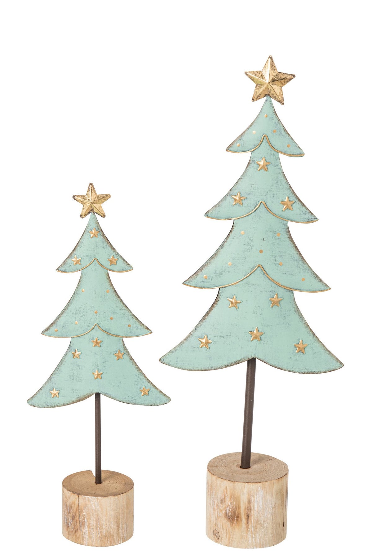 J-Line Bomen - ijzer - lichtblauw/goud - set van 2