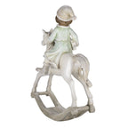 Beeld Hobbelpaard 26 cm Beige Groen Kunststof Kerstdecoratie