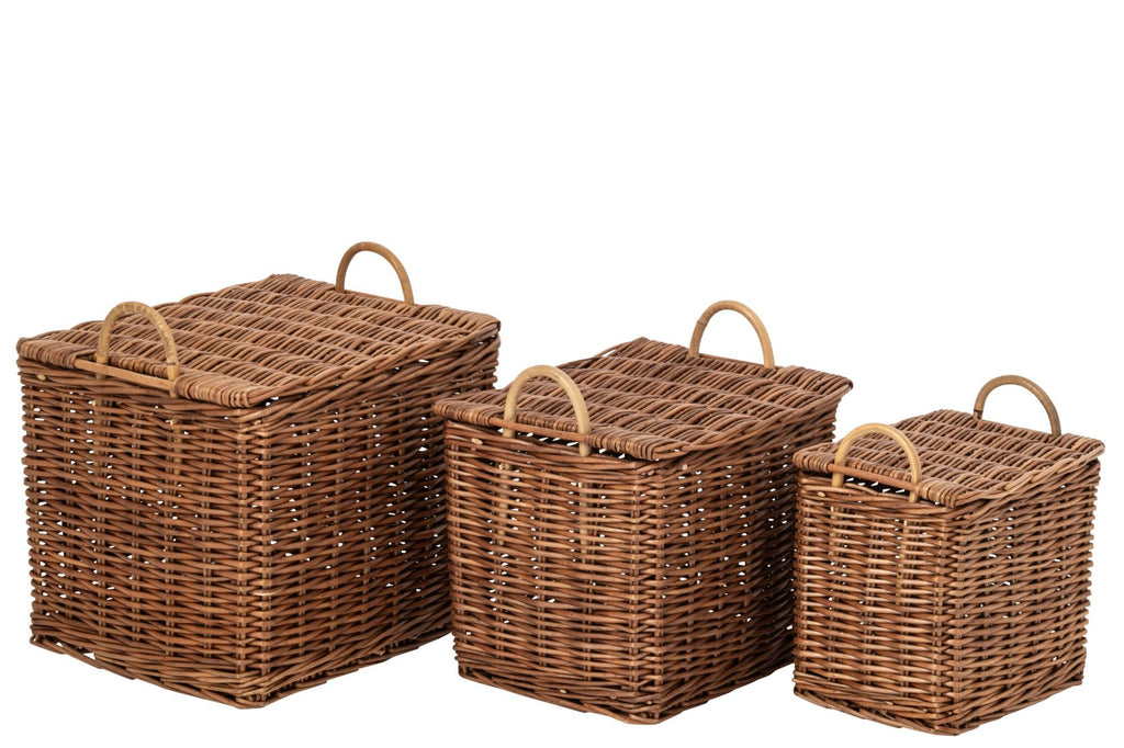 J-Line manden met handvatten - riet - naturel/roest