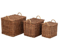 J-Line manden met handvatten - riet - naturel/roest