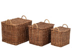 J-Line manden met handvatten - riet - naturel/roest