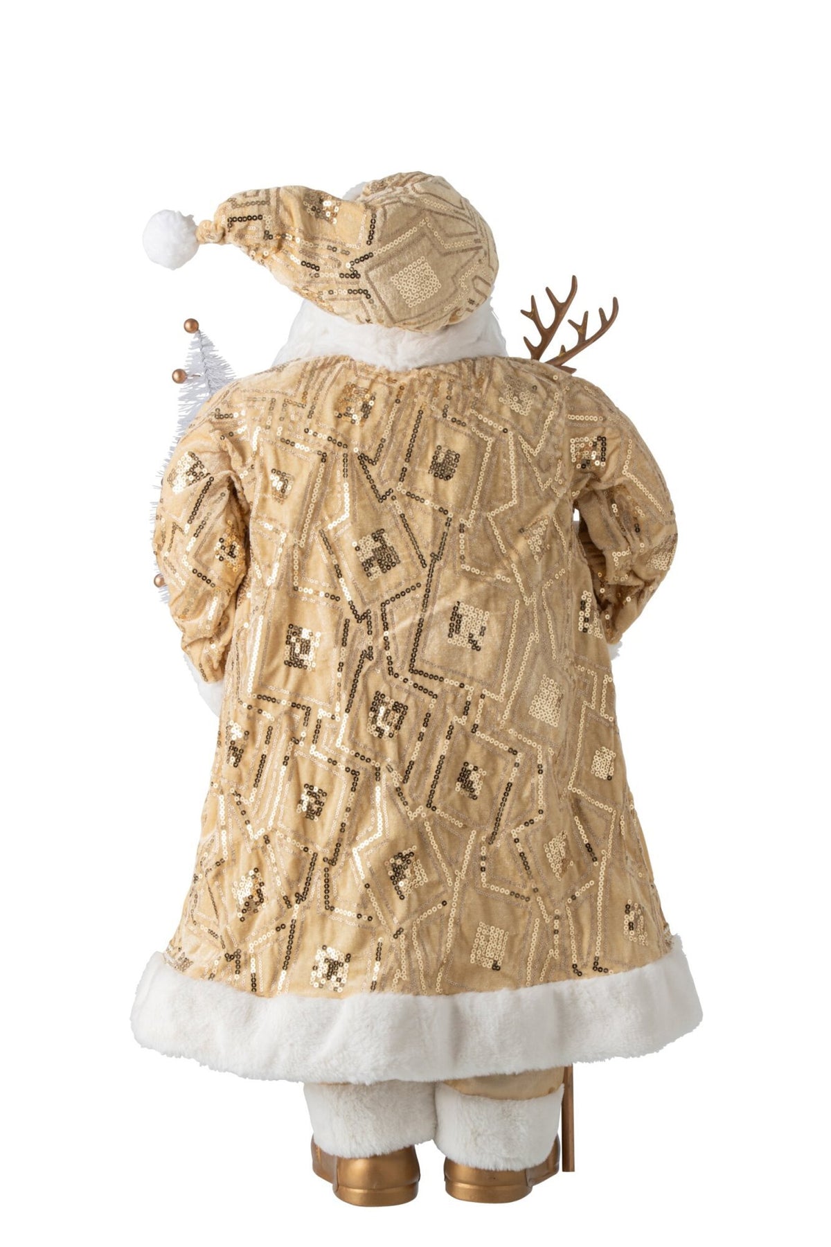 J-Line decoratie kerstman - kunststof - goud - large