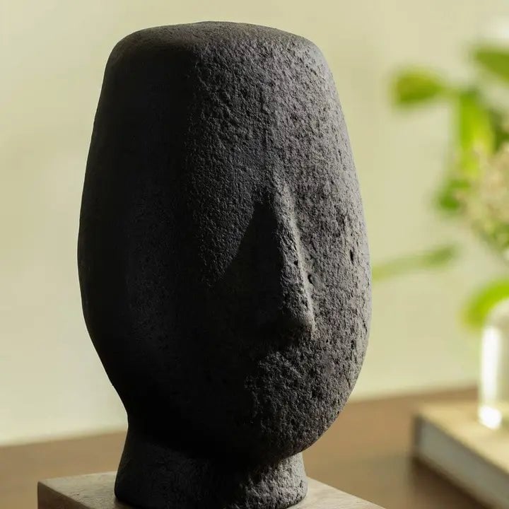 Modern gezichtssculptuur – Zwart Ecomix – Artistiek decoraccent