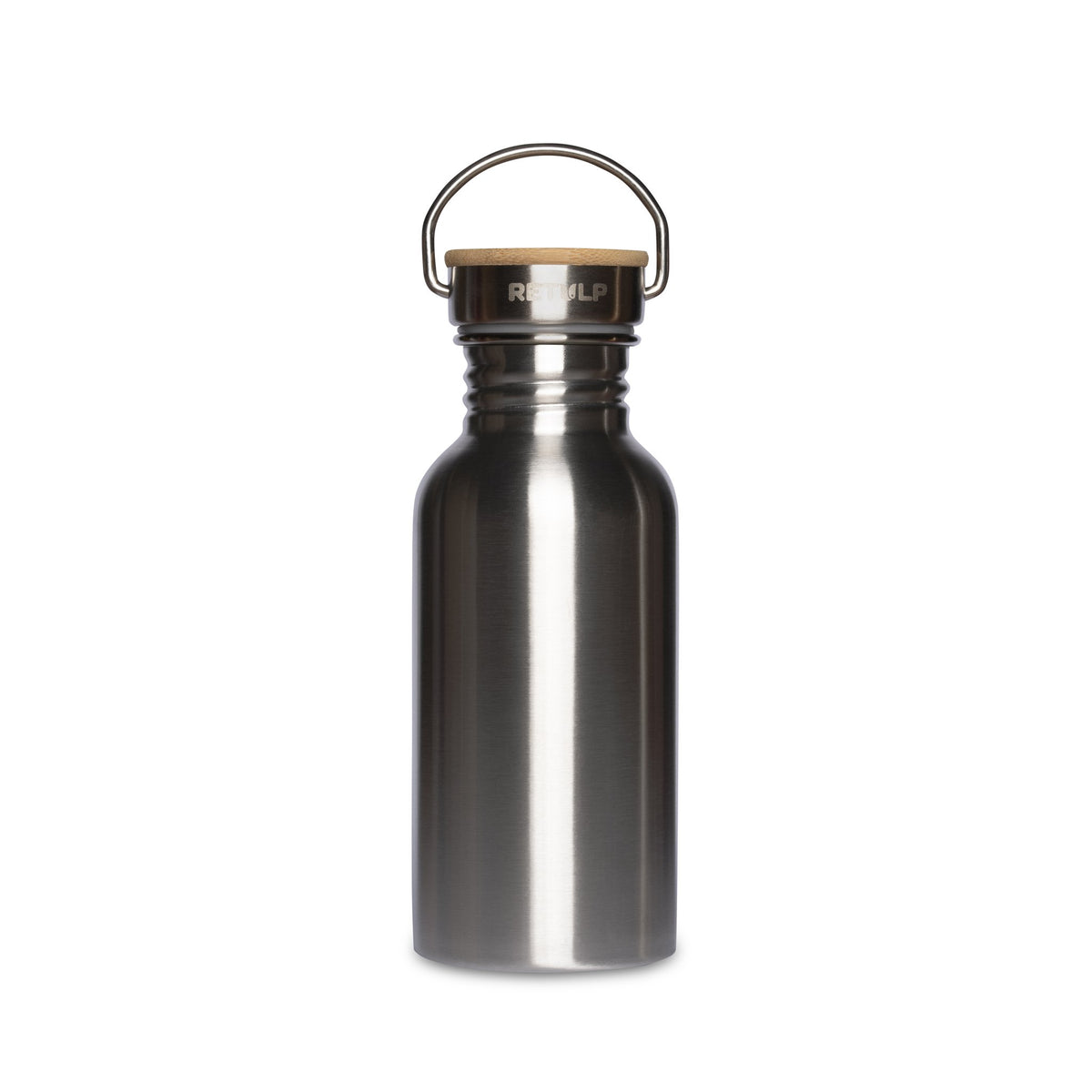 RVS drinkfles bamboe dop 500 ml steel