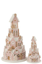 J-Line decoratie Peperkoek Huis - polyresin - roze/wit - large