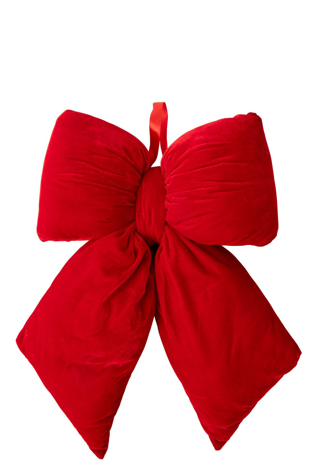J-Line Hangende fluwelen strik - stof - kerstrood - large