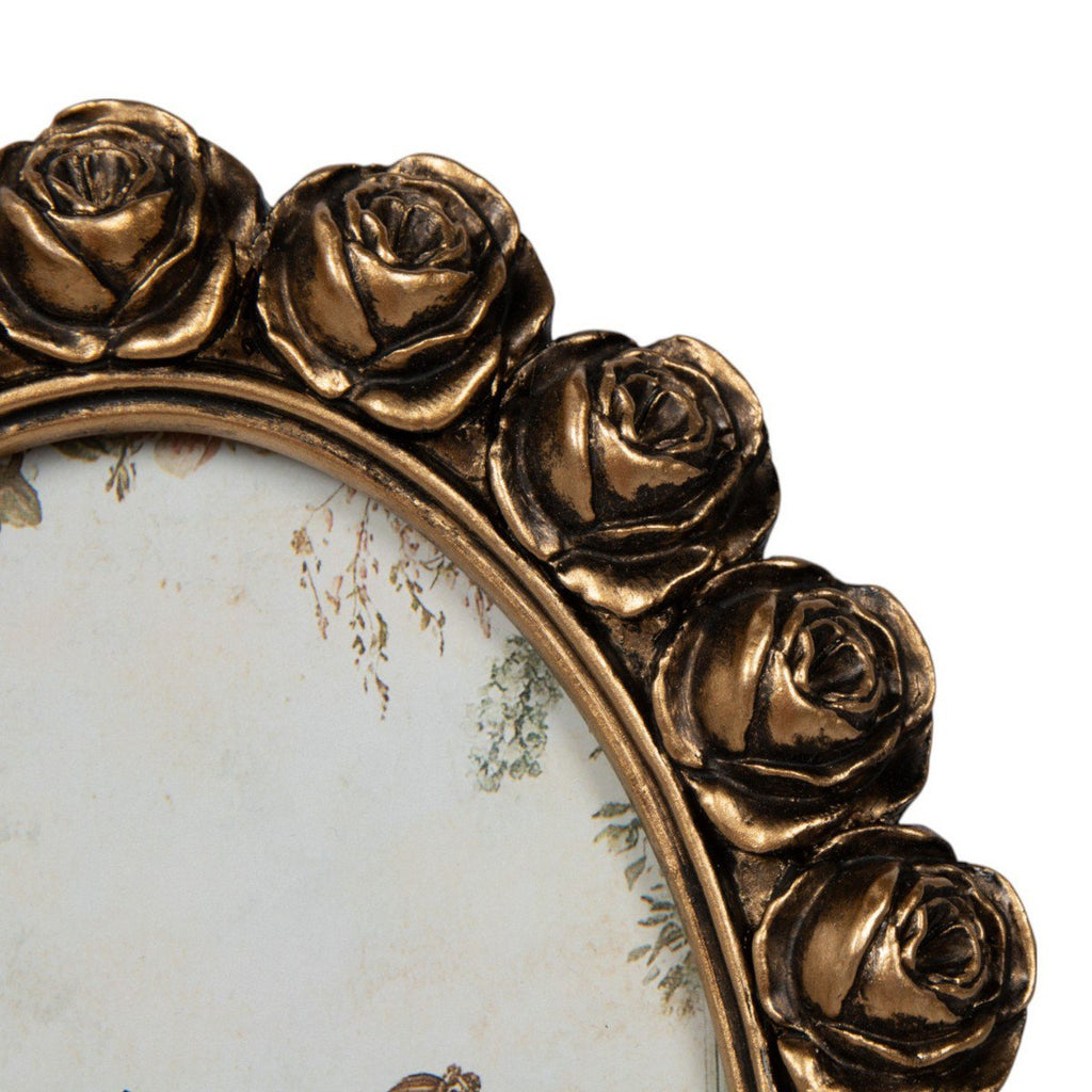 Fotolijst ovaal rozen hars goud 15x2,3x20cm