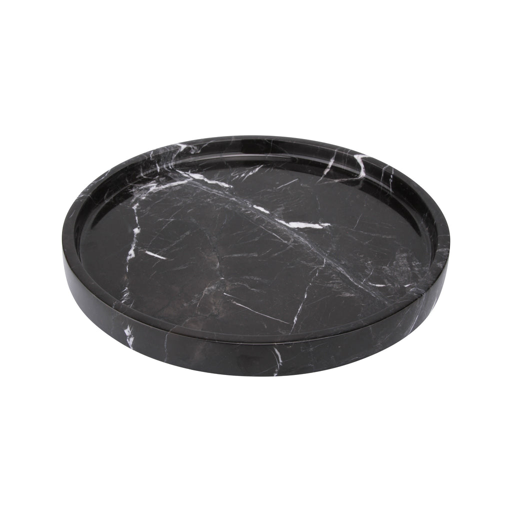 Marmer dienblad rond met rand tray Ø30cm zwart