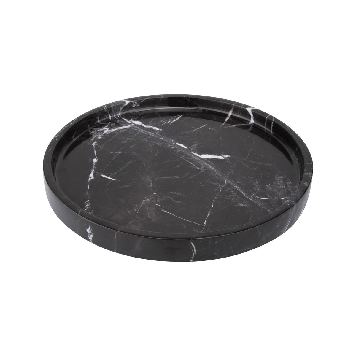 Marmer dienblad rond met rand tray Ø30cm zwart