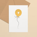 Wenskaart goudfolie | Ballon hartje