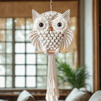 Ambachtelijke Macramé Uil Wandhanger – Handgemaakt textieldecor