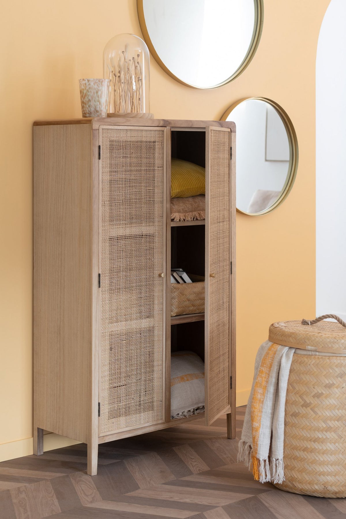 J-Line spiegel Rond Hoge Rand - metaal/glas - goud - small - Ø 60 cm