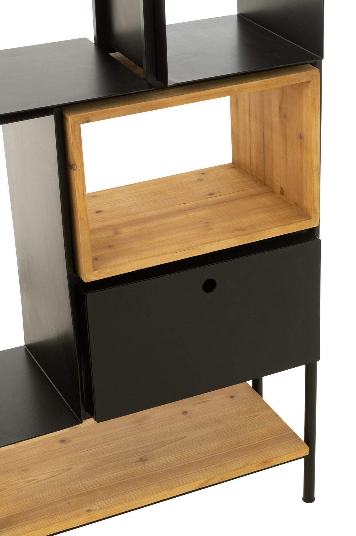 J-Line Schap Tina Hout/Ijzer Zwart/Naturel Small