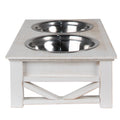 Voerbak hond 2x500 ml Wit Hout Voerbak Kat