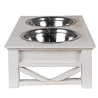 Voerbak hond 2x500 ml Wit Hout Voerbak Kat