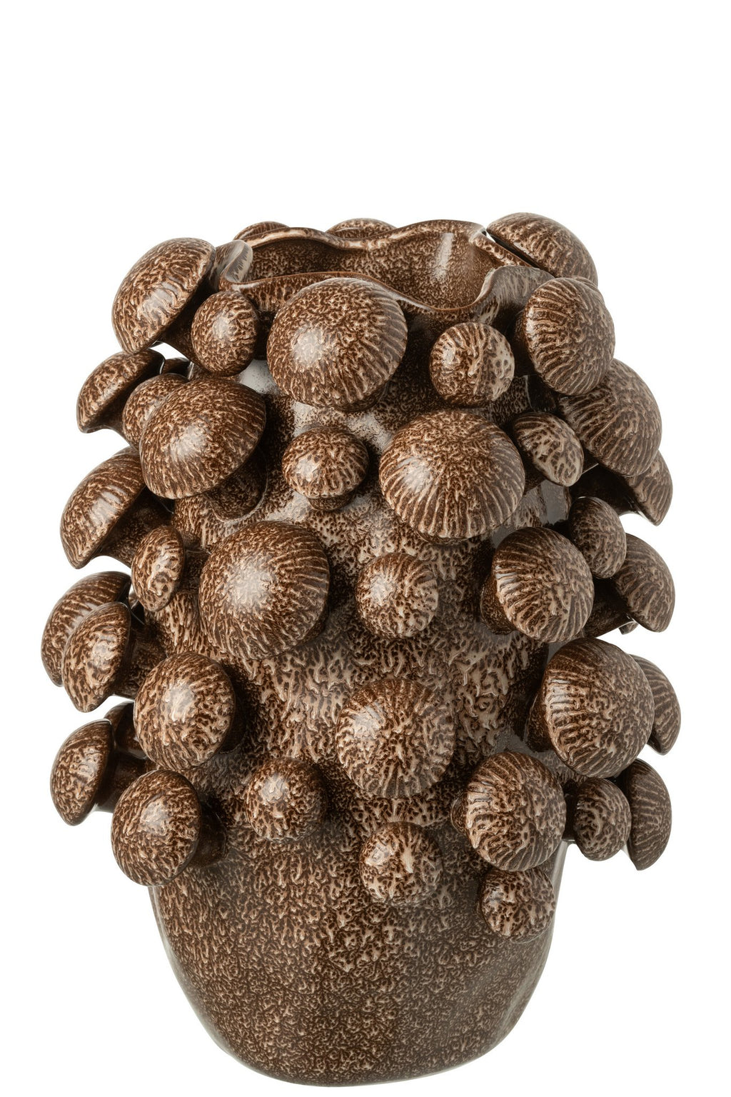 J-Line vaas Fungi - keramiek - bruin - large