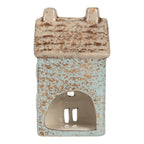 Waxinelichthouder Huis 8x7x15 cm Blauw Keramiek