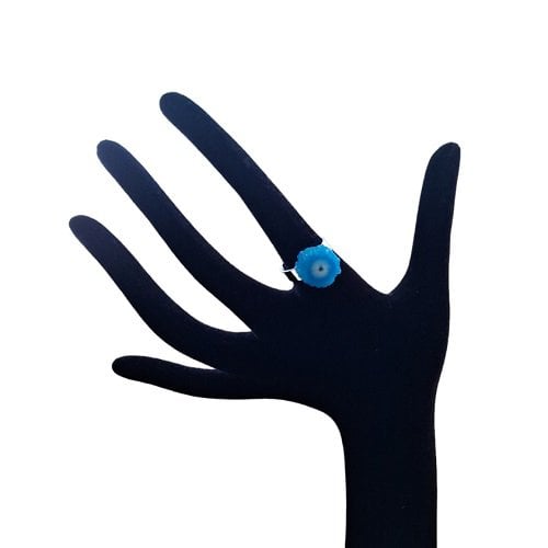 Dames set armband en ring met blauwe Agaat