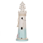 Decoratie Beeld Vuurtoren Ø 13x42 cm Wit Blauw MDF